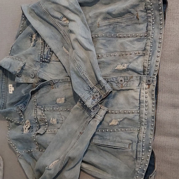 POL Oversized Studded Denim Jean Jacket Sz-L - Picture 4 of 10